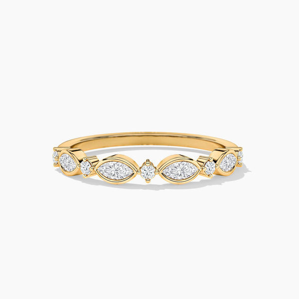 Lab Grown Diamond Round Cut Half Eternity Band in 18K Solid Gold | Riyanika