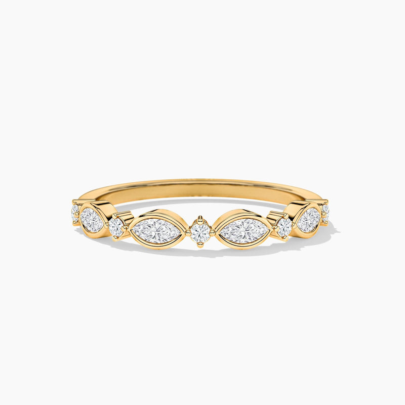 Lab Grown Diamond Round Cut Half Eternity Band in 18K Solid Gold | Riyanika