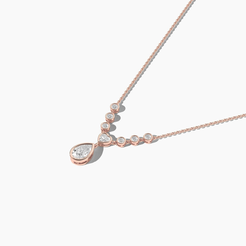 14K Solid Gold Natural Diamond Drop Necklace