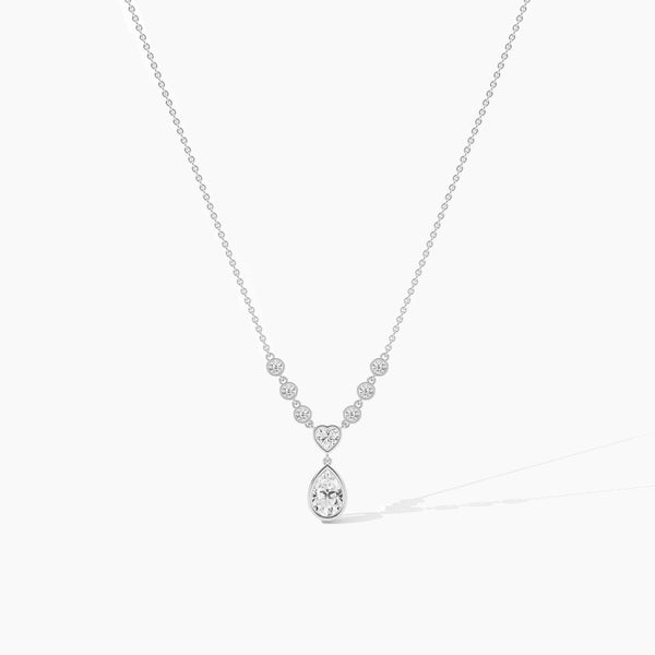 18k Solid Gold Natural Diamond Drop Necklace - Side View | Riyanika Jewels