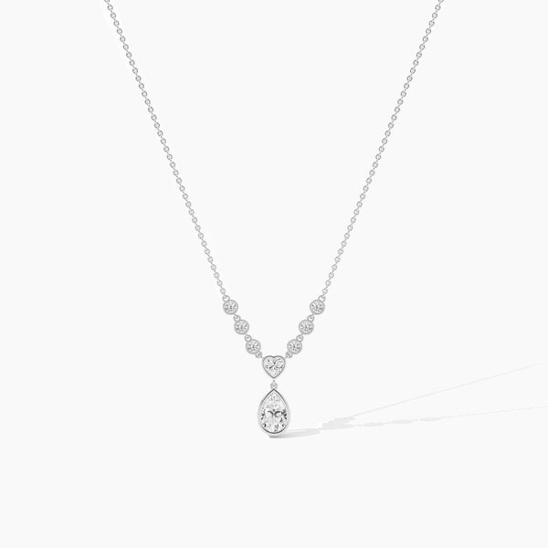 14K Solid Gold Natural Diamond Drop Necklace