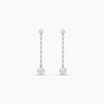 18k Solid Gold Round Natural Diamond Drop Earrings - Close Up | Riyanika Jewels