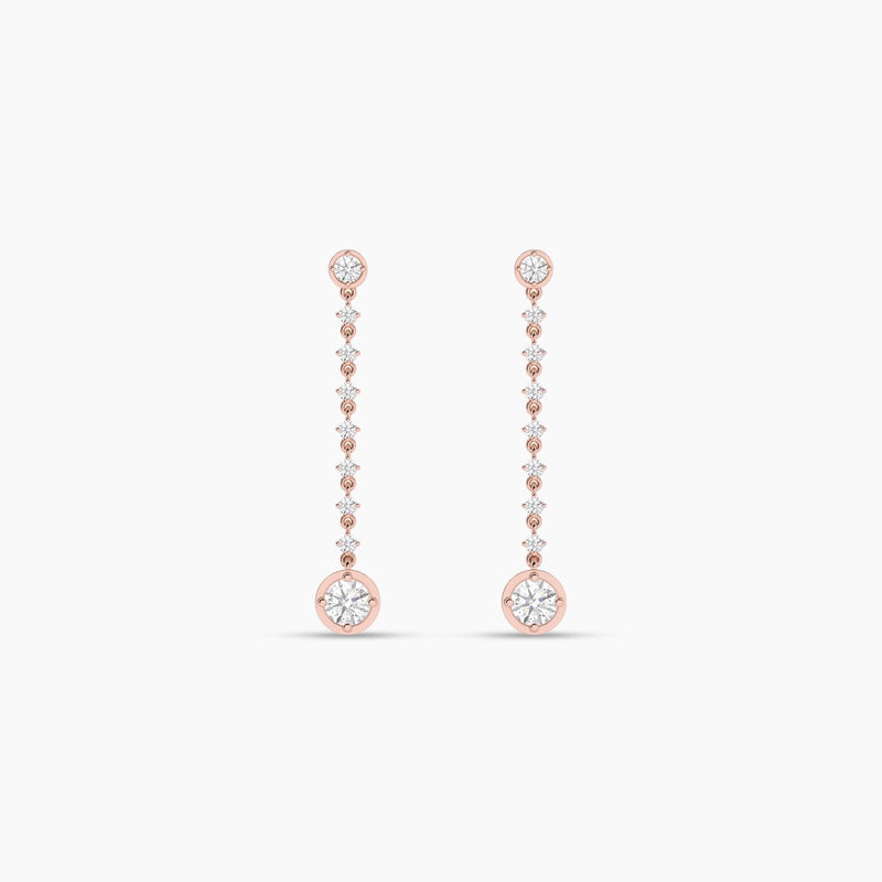 18k Solid Gold Round Natural Diamond Drop Earrings - View 7 | Riyanika Jewels