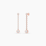 14K Natural Diamond Round Cut Drop Earrings