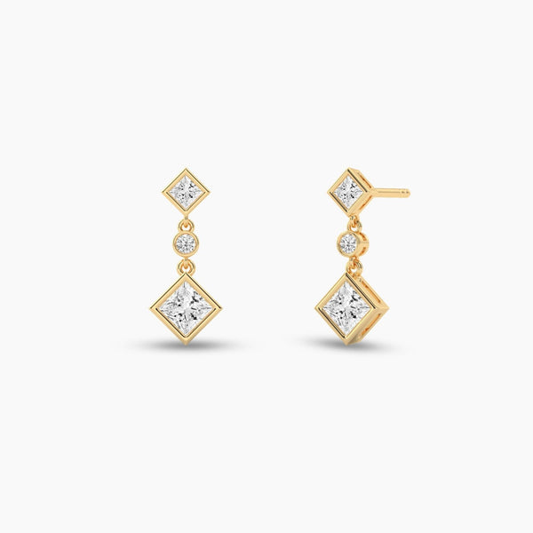 18K solid gold Lab Grown Diamond Dangle Drop earring