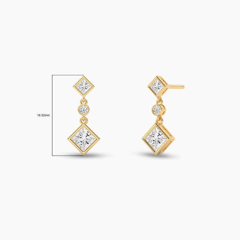 18k solid gold Natural Diamond Dangle Drop earring - Detail | Riyanika Jewels