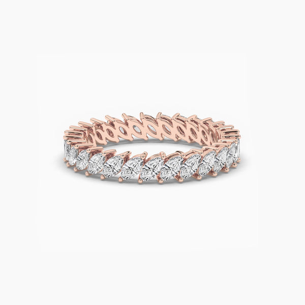 18k Solid Gold Marquise Cut Natural Diamond Band - Side View | Riyanika Jewels