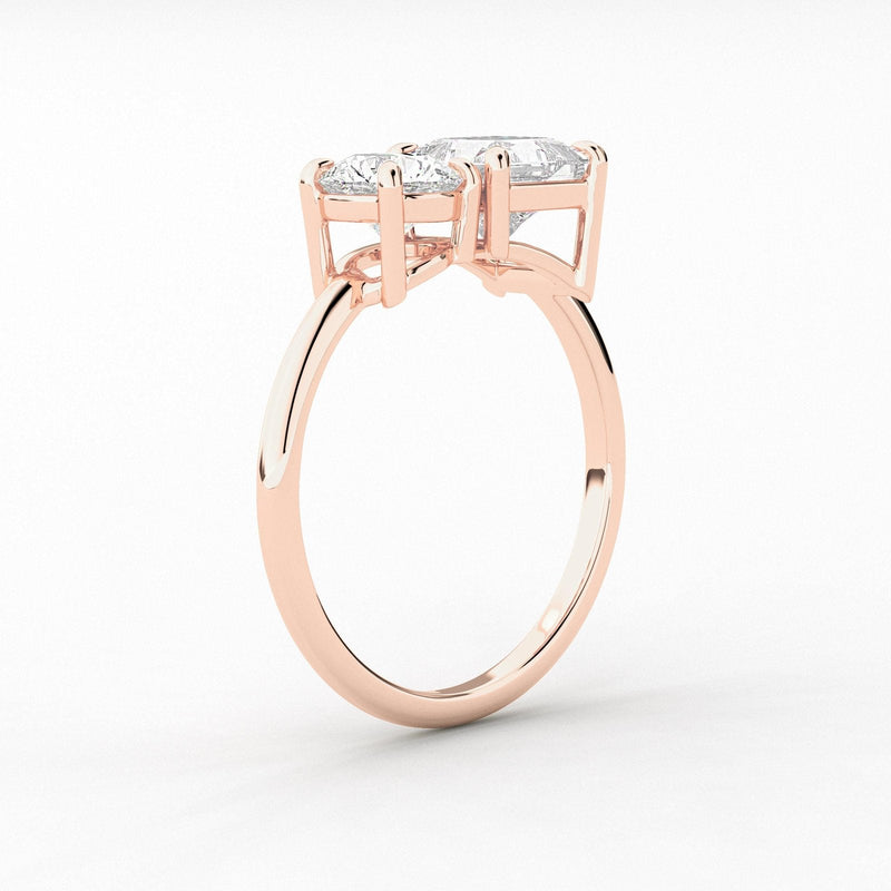 14K 2ct Natural Diamond Round Cut Toi et Moi Engagement Ring