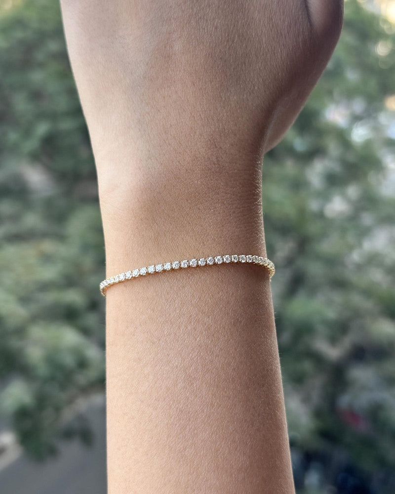 14K Solid Gold Natural Diamond 2.00mm Tennis Bracelet | 4 Prong Wedding Gift for Women