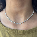 18k Solid Gold Flexible Lab Grown Diamond Tennis Choker Necklace | Layering Necklace - Alternate Angle | Riyanika Jewels