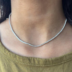 14K Solid Gold Flexibal Natural Diamond Tennis Choker Necklace| Layering Necklace