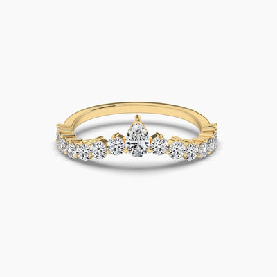 14K Solid Gold Natural Diamond Curved Wedding Band