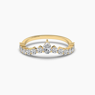 14K Solid Gold Lab Grown Diamond Curved Wedding Band