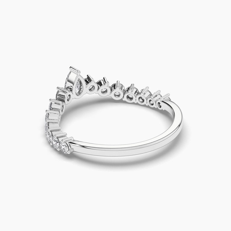 14K Solid Gold Natural Diamond Curved Wedding Band