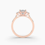 18k Solid Gold 1ct Three Stone Lab Grown Diamond Engagement Ring - Close Up | Riyanika Jewels