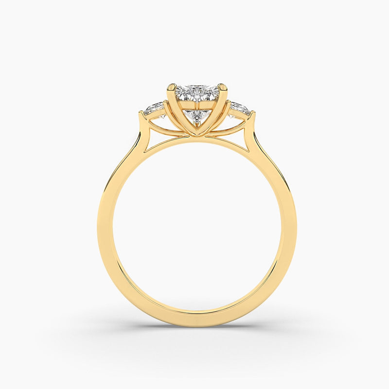 18k Solid Gold 1ct Three Stone Natural Diamond Engagement Ring - Alternate Angle | Riyanika Jewels