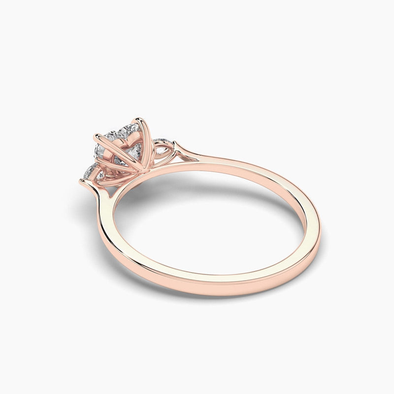 14K 1ct Natural Diamond Heart Cut Three Stone Engagement Ring