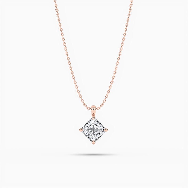 18k Solid Gold Natural Diamond Minimalist Solitaire Pendant Necklace - Detail | Riyanika Jewels