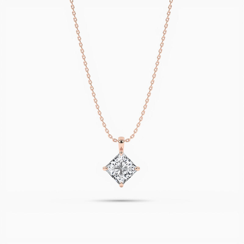 14K Natural Diamond Solitaire Pendant Necklace