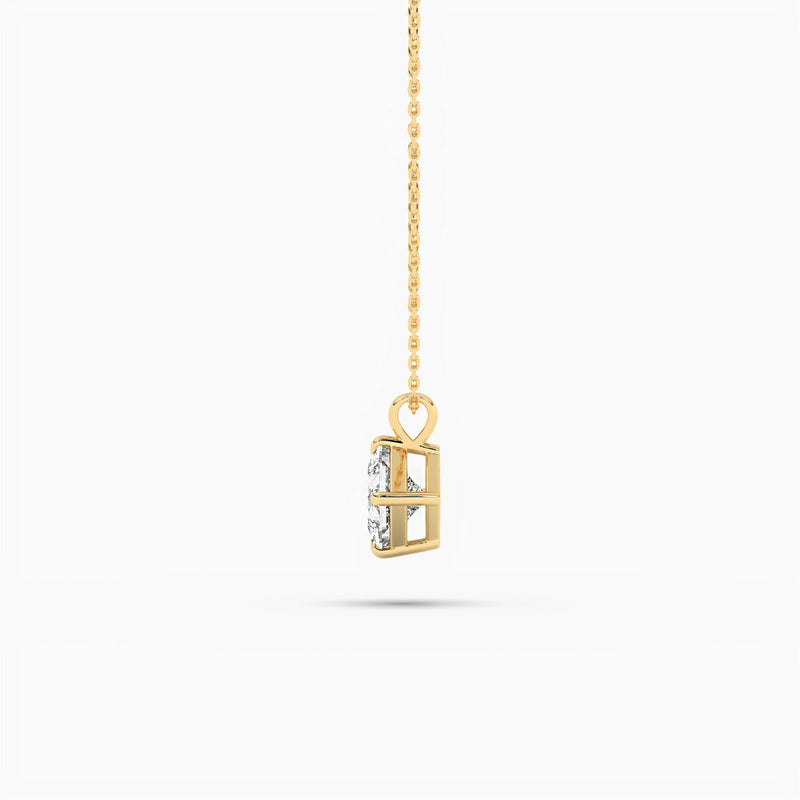 18k Solid Gold Natural Diamond Minimalist Solitaire Pendant Necklace - View 6 | Riyanika Jewels