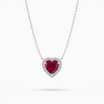 14K Ruby Halo Pendant Necklace