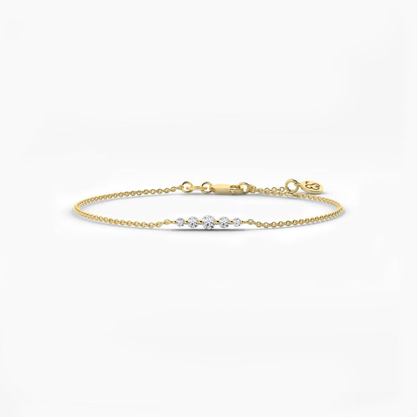 18k Solid Gold Round Cut Natural Diamond Five Stone Bracelet | Riyanika Jewels