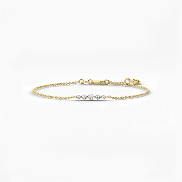 14K Natural Diamond Round Cut Bracelet