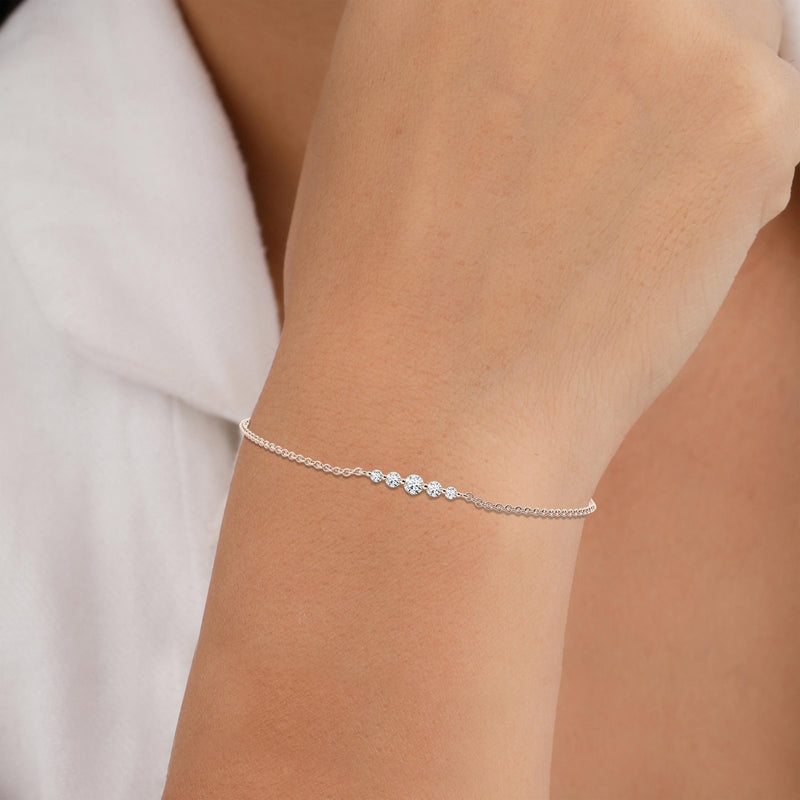 18k Solid Gold Round Cut Natural Diamond Five Stone Bracelet - View 6 | Riyanika Jewels