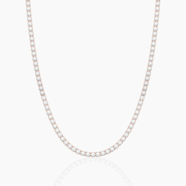 18k Solid Gold Flexible Lab Grown Diamond Tennis Choker Necklace | Layering Necklace - Side View | Riyanika Jewels