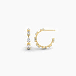 14k Solid Gold Pear & Oval Shape Natural Diamond Hoop Earring - Detail | Riyanika Jewels