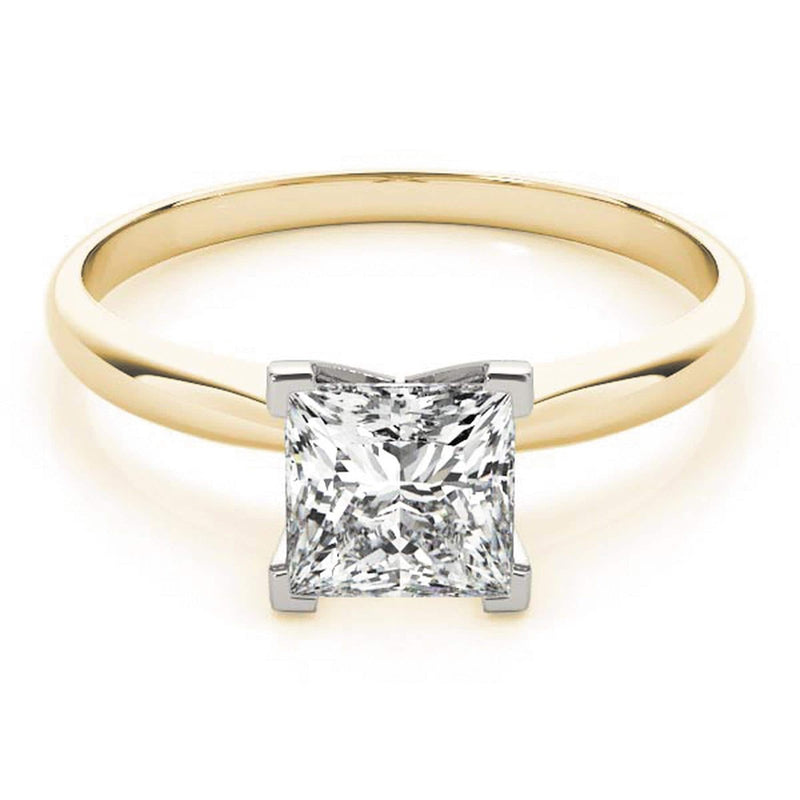 18K Solid Gold 1 CT Princess Cut Natural Diamond Solitaire Engagement Ring - View 6