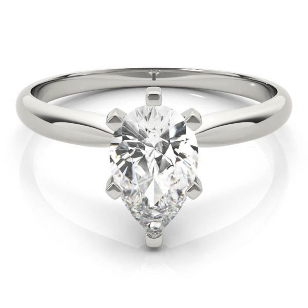 18K Solid Gold 1 CT Pear-Cut Natural Diamond Solitaire Engagement Ring