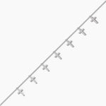 18k Solid Gold Natural Diamond Round Shape Chain Bracelets | Diamond Cross Station Bracelets - Close Up | Riyanika Jewels