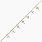 18k Solid Gold Natural Diamond Round Shape Chain Bracelets | Diamond Cross Station - Alternate Angle