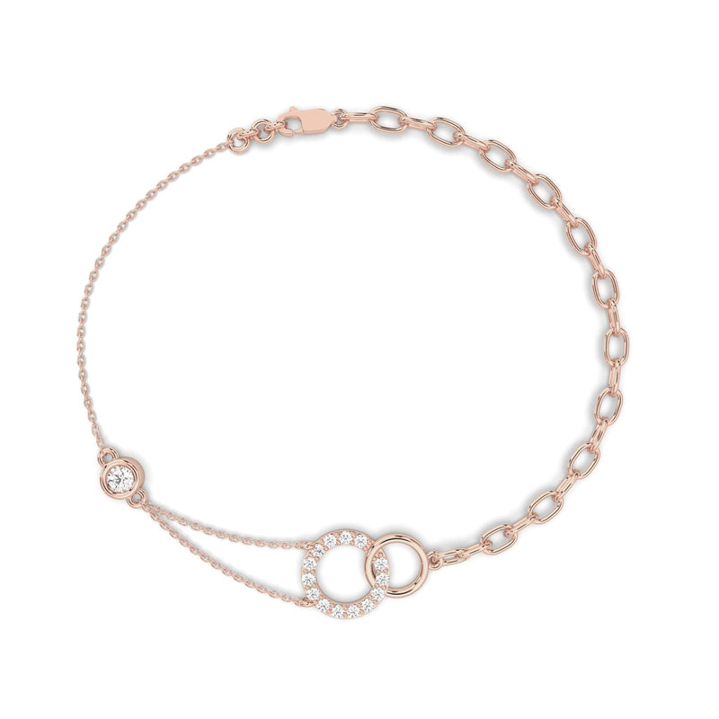 14K Solid Gold Natural Diamond Circle Stone Bracelet