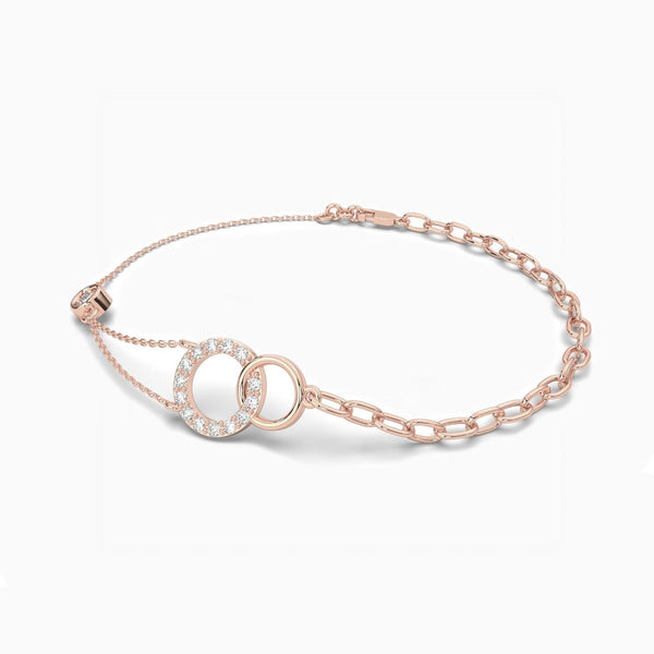18k Solid Gold Natural Diamond Circle Stone Bracelet - Side View | Riyanika Jewels