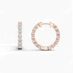 18k Solid Gold Natural Diamond Round Cut Huggie Hoop Earring - Close Up | Riyanika Jewels
