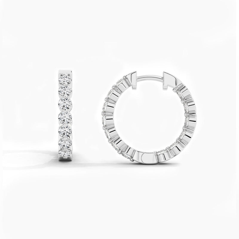 18k Solid Gold Natural Diamond Round Cut Huggie Hoop Earring - View 6 | Riyanika Jewels