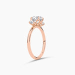 18K Solid Gold Three Stone Natural Diamond Engagement Ring - Close Up | Riyanika Jewels