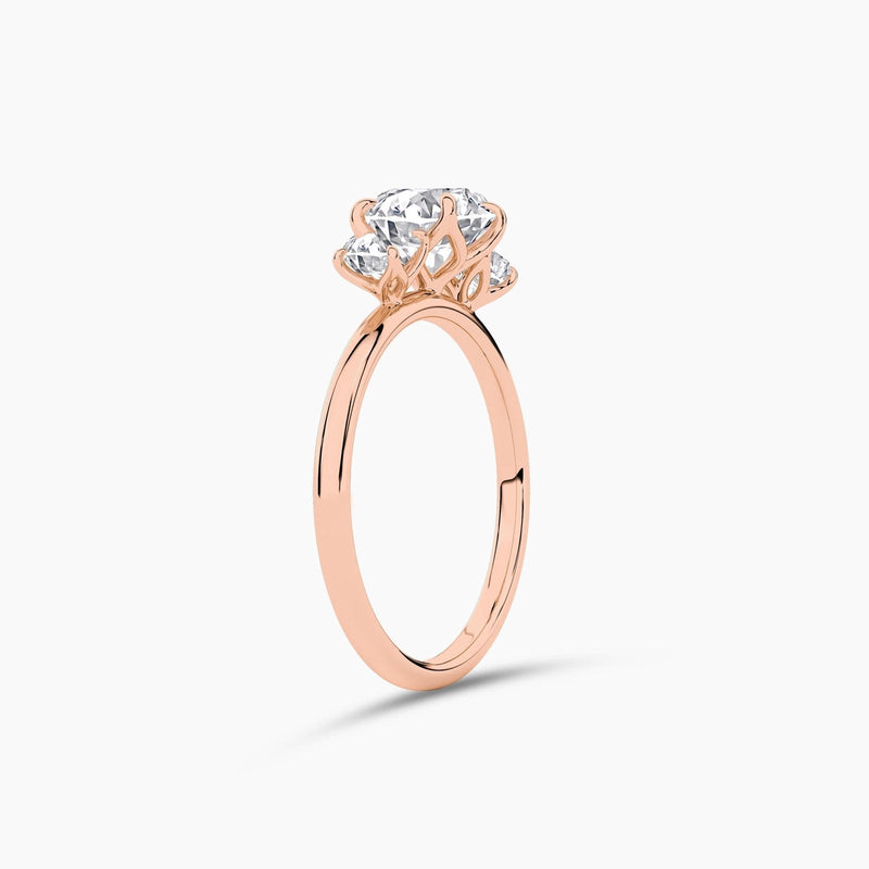 14K 1.5ct Natural Diamond Round Cut Three Stone Engagement Ring