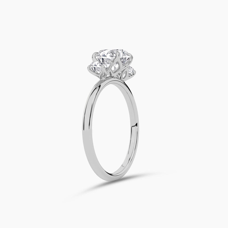 14K 1.5ct Natural Diamond Round Cut Three Stone Engagement Ring