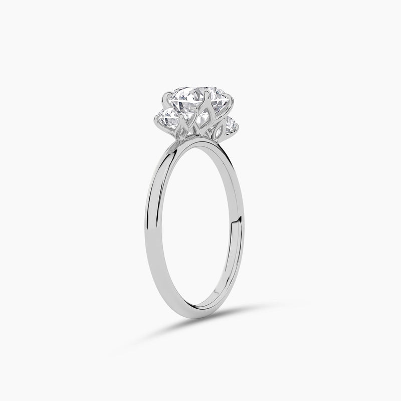 18 Solid Gold Three Stone Lab Grown Diamond Engagement Ring - View 7 | Riyanika Jewels
