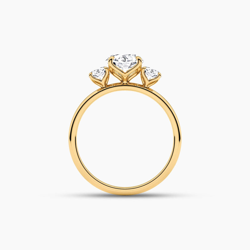 18K Solid Gold Three Stone Natural Diamond Engagement Ring - View 6 | Riyanika Jewels