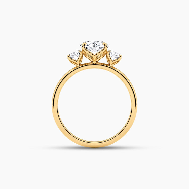 14K 1.5ct Natural Diamond Round Cut Three Stone Engagement Ring