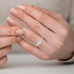 18 Solid Gold Three Stone Lab Grown Diamond Engagement Ring - Side View | Riyanika Jewels