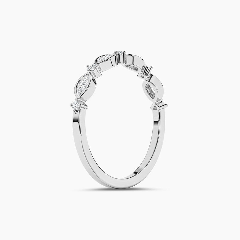 Lab Grown Diamond Round Cut Half Eternity Band in 18K Solid Gold | Riyanika