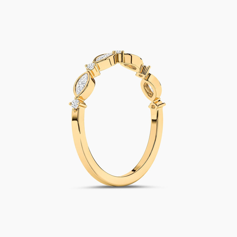 Lab Grown Diamond Round Cut Half Eternity Band in 18K Solid Gold | Riyanika