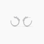 14k Solid Gold Round Natural Diamond Hoop Earring - Side View | Riyanika Jewels