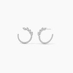 14K Natural Diamond Round Cut Hoop Earrings