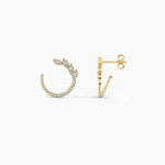 14K Natural Diamond Round Cut Hoop Earrings